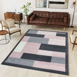 Pink Grey Modern Contemporary Living Room Rug 8 Pink Grey Modern Contemporary Living Room Rug -Kukoon Rugs Store 12 20 4