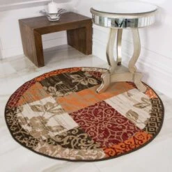 Round Circle Patchwork Terracotta Rug -Kukoon Rugs Store 1568 S22 Circle Fresh 20bImage