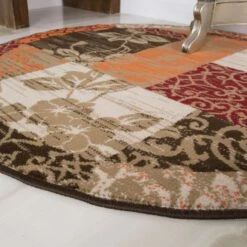 Round Circle Patchwork Terracotta Rug -Kukoon Rugs Store 1568 S22 Circle Fresh 20bImage 5B2 5D