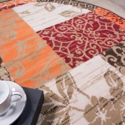 Terracotta Red Warm Patchwork Living Room Rug -Kukoon Rugs Store 1568 S22 Milan Red Orange Patchwork Traditional Style Designer Brown Earthy Terracotta Living Room Large Small Area Rug Matjpg 5B5 5D