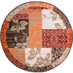 Round Circle Patchwork Terracotta Rug