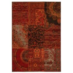 Patchwork Wine Living Room Rug -Kukoon Rugs Store 1572 s52 dual pricing 08504