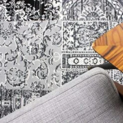 Black Grey Traditional Patchwork Living Room Rug 10 Black Grey Traditional Patchwork Living Room Rug -Kukoon Rugs Store 1572 ws22 20room 20viewjpg 5B1 5D