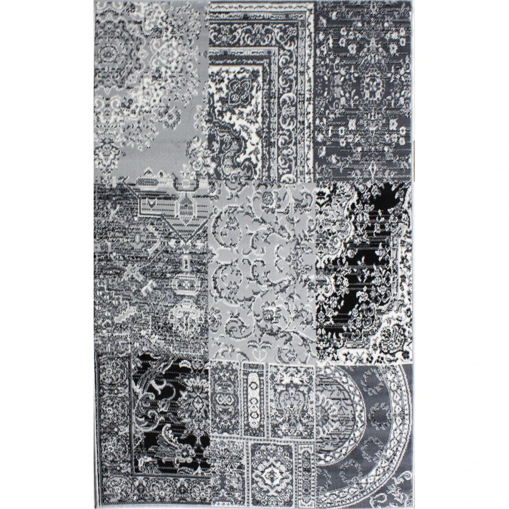 Black Grey Traditional Patchwork Living Room Rug 3 Black Grey Traditional Patchwork Living Room Rug