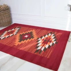 Red Aztec Tribal Medallion Bedroom Rug -Kukoon Rugs Store 1632 S55 Milan Red Orange Aztec Tribal Terracotta Living Room Large Small Area Rug Matjpg