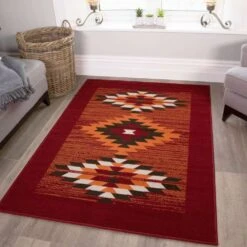 Red Aztec Tribal Medallion Bedroom Rug -Kukoon Rugs Store 1632 S55 Milan Red Orange Aztec Tribal Terracotta Living Room Large Small Area Rug Matjpg 5B1 5D