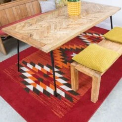 Red Aztec Tribal Medallion Bedroom Rug -Kukoon Rugs Store 1632 S55 Milan Red Orange Aztec Tribal Terracotta Living Room Large Small Area Rug Matjpg 5B2 5D