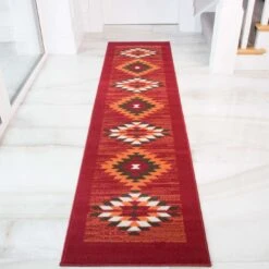 Red Aztec Tribal Medallion Bedroom Rug -Kukoon Rugs Store 1632 S55 Milan Red Orange Aztec Tribal Terracotta Living Room Large Small Area Rug Matjpg 5B3 5D