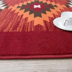 Red Aztec Tribal Medallion Bedroom Rug -Kukoon Rugs Store 1632 S55 Milan Red Orange Aztec Tribal Terracotta Living Room Large Small Area Rug Matjpg 5B5 5D