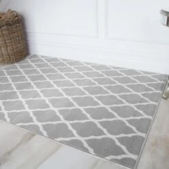 Trellis Silver Grey Durable Rug - Milan 14 Trellis Silver Grey Durable Rug - Milan -Kukoon Rugs Store 1799 HS22 Milan Room 3 Grey Trellis Monochrome Hallway Large Small Living Room Rug Mat Affordable Cheap Rugs