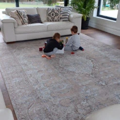 Flatwoven Washable Traditional Distressed Beige Rug - Zoe 23 Flatwoven Washable Traditional Distressed Beige Rug - Zoe -Kukoon Rugs Store 20230915 155442