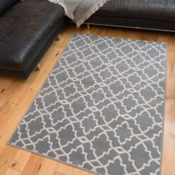 Modern Grey Trellis Living Room Rugs -Kukoon Rugs Store 2512 20grey 20rug 20 2 5B5 5D