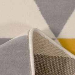 Yellow Grey Geometric Triangle Bedroom Rug -Kukoon Rugs Store 2517 gb44 8 5B1 5D