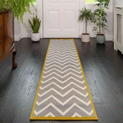 Grey Chevron Bordered Rug -Kukoon Rugs Store 2723 gb21 7 5B1 5D