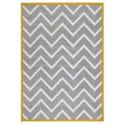 Grey Chevron Bordered Rug