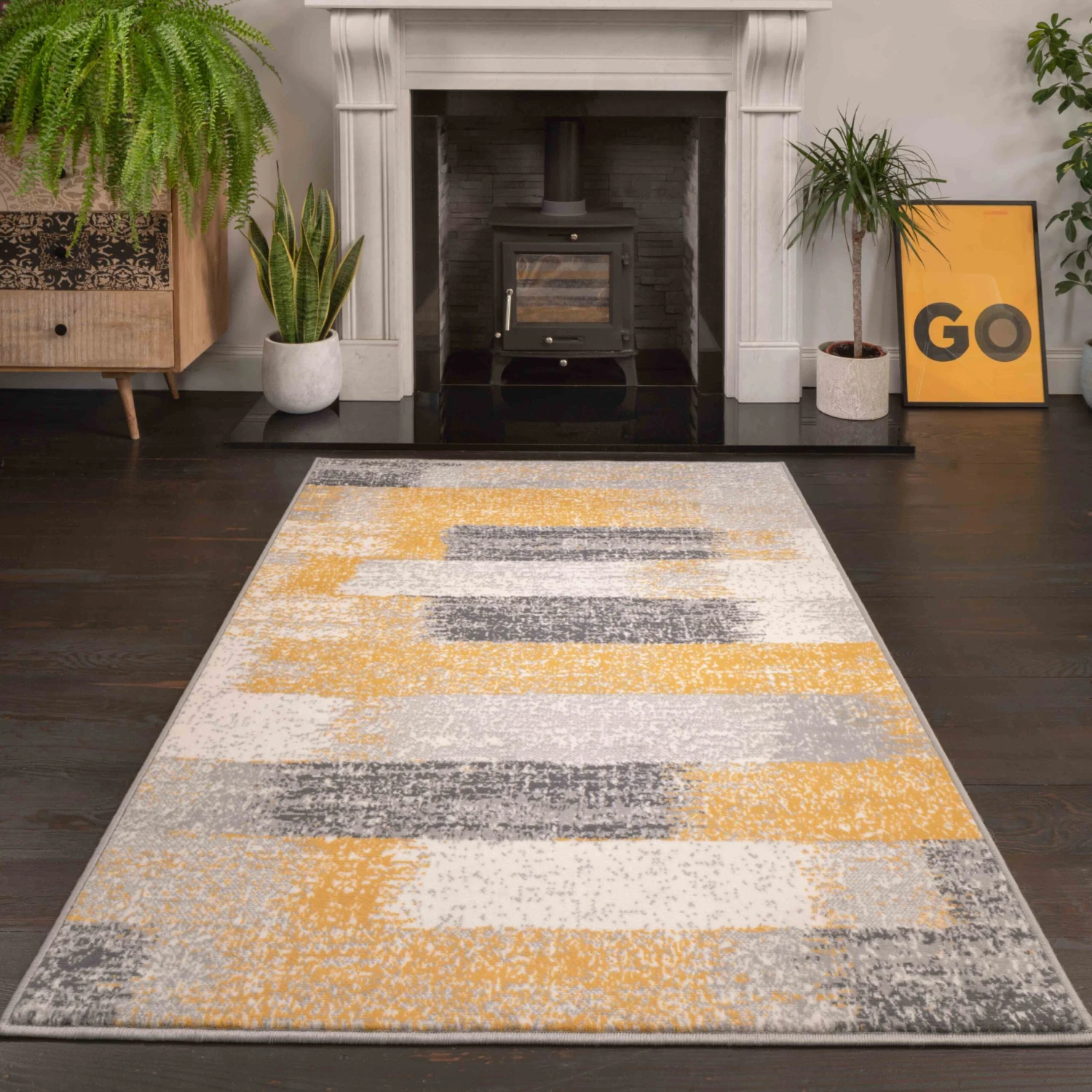 Modern Yellow And Grey Stripe Rug 9 Modern Yellow And Grey Stripe Rug - Image 7