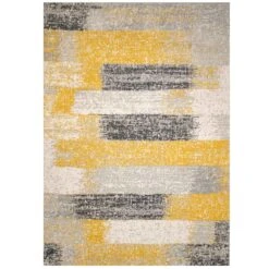 Modern Yellow And Grey Stripe Rug