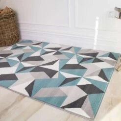 Geometric Blue And Grey Rug -Kukoon Rugs Store 3077 BS22 Marketplace Shotjpg