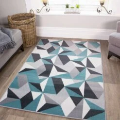 Geometric Blue And Grey Rug -Kukoon Rugs Store 3077 BS22 Marketplace Shotjpg 5B1 5D