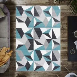 Geometric Blue And Grey Rug -Kukoon Rugs Store 3077 BS22 Marketplace Shotjpg 5B2 5D