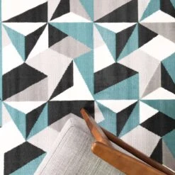 Geometric Blue And Grey Rug -Kukoon Rugs Store 3077 BS22 Marketplace Shotjpg 5B4 5D
