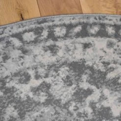 Round Circle Faded Distressed Grey Oriental Rug -Kukoon Rugs Store 32x088 O20541a ivory dgrey 6 5B2 5D