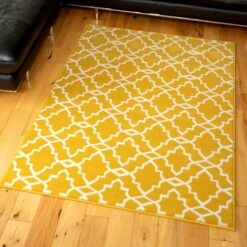 Yellow Trellis Living Room Area Rug -Kukoon Rugs Store 3512 gb11 5