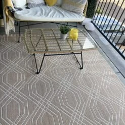 Cream Modern Geometric Outdoor Rug - Basata -Kukoon Rugs Store 35edff6f 5da4 4a03 908d 79cd39f8f1f6