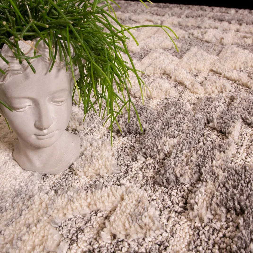 Grey White Textured Tribal Runner Rug 6 Grey White Textured Tribal Runner Rug - Image 4