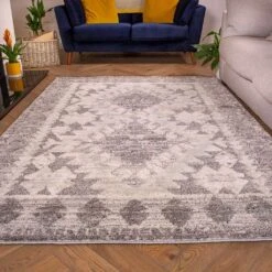 Grey White Textured Tribal Runner Rug 13 Grey White Textured Tribal Runner Rug -Kukoon Rugs Store ASHBEE 20RUNNER 20AS 20 15 5B5 5D