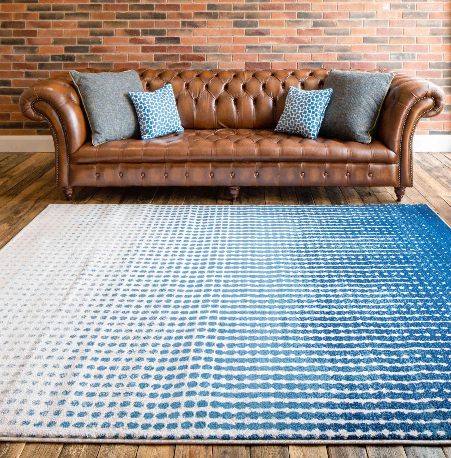 Modern Blue Spotted Ombre Effect Hall Runner Rug 7 Modern Blue Spotted Ombre Effect Hall Runner Rug - Image 5