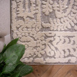 Grey White Textured Floral Rug -Kukoon Rugs Store Ashbee Morello Grey 4 Grey Rich Woven Textured Soft Rug