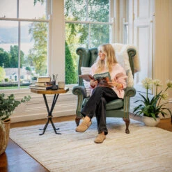 Warm White Linear Area Rug - Bowie -Kukoon Rugs Store Ashbee Bowie Room web