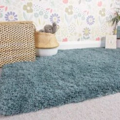 Super Soft Luxury Blue Shaggy Rug -Kukoon Rugs Store Aspen Ocean Above Luxury Thick Blue Shaggy Rugs 5B5 5D
