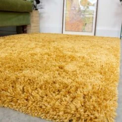 Super Soft Luxury Yellow Shaggy Rug -Kukoon Rugs Store Aspen Ochre Above Luxury Thick Yellow Shaggy Rugs 5B1 5D