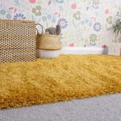 Super Soft Luxury Yellow Shaggy Rug -Kukoon Rugs Store Aspen Ochre Above Luxury Thick Yellow Shaggy Rugs 5B5 5D