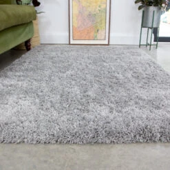 Super Soft Luxury Shaggy Rugs - Choose Your Colour -Kukoon Rugs Store Aspen Silver Room Luxury Thick Grey Shaggy Rugs 2