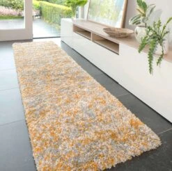 Soft Mottled Gold Grey Shaggy Runner Rug -Kukoon Rugs Store Camberley 20Mottled 20Shaggy 20Rug 20 108 5B1 5D