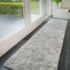 Soft Mottled Silver Shaggy Runner Rug