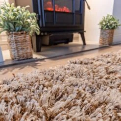 Soft Mottled Brown Shaggy Area Rug -Kukoon Rugs Store Camberley Latte Brown Shaggy Room Web Bedroom ourberkelyhome Rug 6