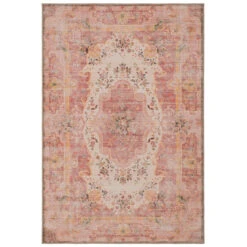 Washable Pink Medallion Rug - Dusk