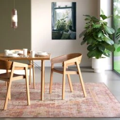 Washable Pink Medallion Rug - Dusk -Kukoon Rugs Store Caoimhe Dusk web room dining 2