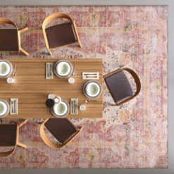 Washable Pink Medallion Rug - Dusk -Kukoon Rugs Store Caoimhe Dusk web room dining overhead
