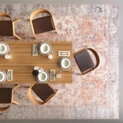 Washable Terracotta Vintage Rug - Sisu -Kukoon Rugs Store Caoimhe Sisu web room dining overhead