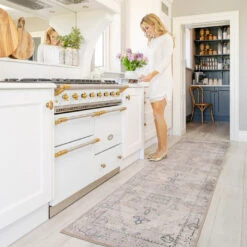 Washable Grey Blue Vintage Runner - Roam -Kukoon Rugs Store CaoimheRoamKitchenRunnerRugPeopleweb9