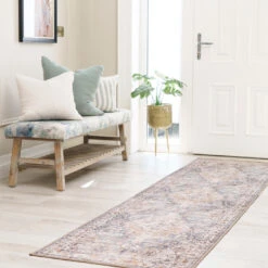 Washable Blue Vintage Runner - Serene -Kukoon Rugs Store CaoimheSereneRunnerRugweb10