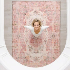 Washable Pink Medallion Rug - Dusk -Kukoon Rugs Store Caoimhe Dusk room Rug People web11