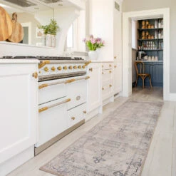 Washable Grey Blue Vintage Rug - Roam -Kukoon Rugs Store Caoimhe Roam Kitchen Runner Rug web8