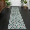 Modern Emerald Green Trellis Hall Runner Rugs