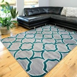 Modern Emerald Green Trellis Hall Runner Rugs -Kukoon Rugs Store ENZO 201AN 20 18 5B3 5D